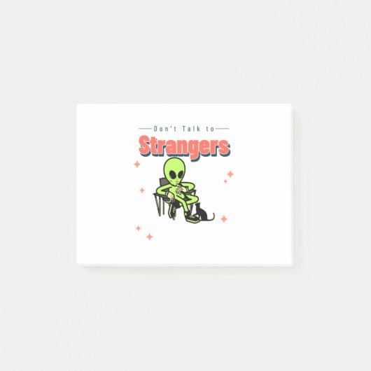 Praat niet met vreemden-Humor-Retro-Alien-Funny Post-it® Notes (Voorkant)