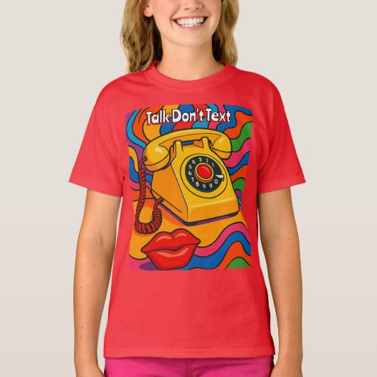 Praat Niet Sms'en Retro Hoorn Telefoon Rood T-Shir T-shirt (Voorkant)