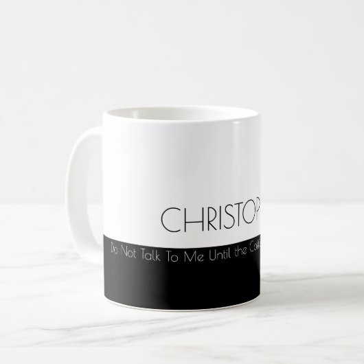 Praat niet tot onder de lijn grappigheid koffiemok (Voorkant links)