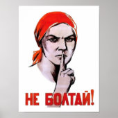 "Praat niet" WW2  Sovjet Propaganda Poster (Voorkant)
