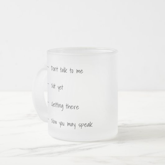 Praat of praat niet grappig matglas koffiemok (Voorkant links)