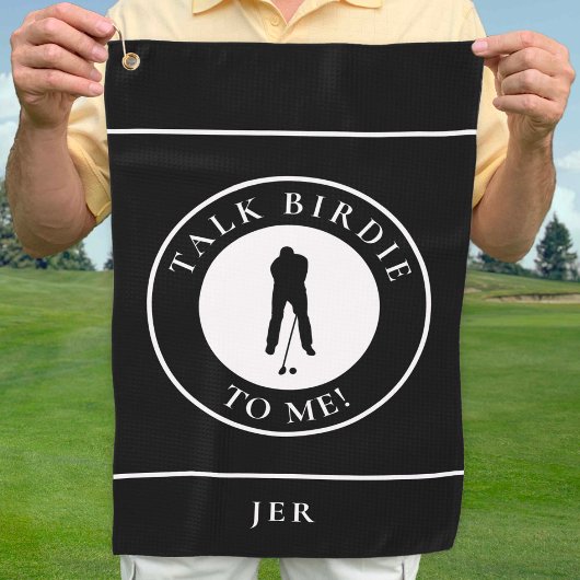 Praat over Birdie voor mij Golfer Funny Silhouette Golfhanddoek