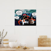 PRAAT PIRATENKATten EN SCHIP IN DE ZEE STORM Poster (Keuken)