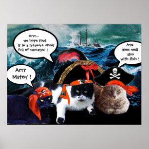 PRAAT PIRATENKATten EN SCHIP IN DE ZEE STORM Poster