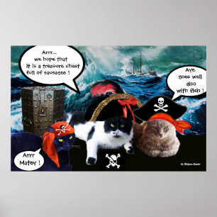 PRAAT PIRATENKATten EN SCHIP IN DE ZEE STORM Poster