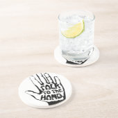 Praat tegen de hand zandsteen onderzetter (Zijkant)