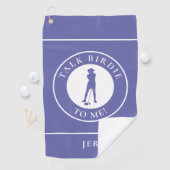 Praat tegen me grappige Golf Silhouette Periwinkle Golfhanddoek (Insitu)