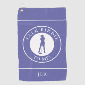 Praat tegen me grappige Golf Silhouette Periwinkle Golfhanddoek (Voorkant)