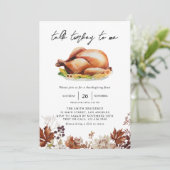 Praat Turkije met mij Waterverf Thanksgiving Diner Kaart (Staand voorkant)