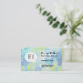 Praatballon | Blauwe Groene Verf Achtergrond Visitekaartje (Staand voorkant)