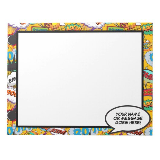 Praatballon naam bericht stripboek notitieblok (Voorkant)