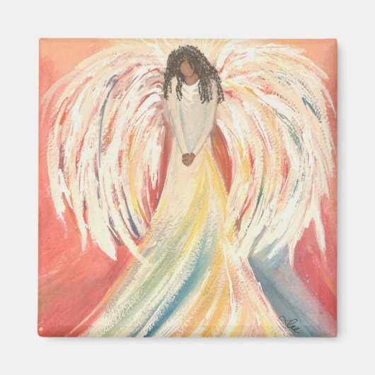 Praating Angel 2 Inch Square Magnet (Voorkant)