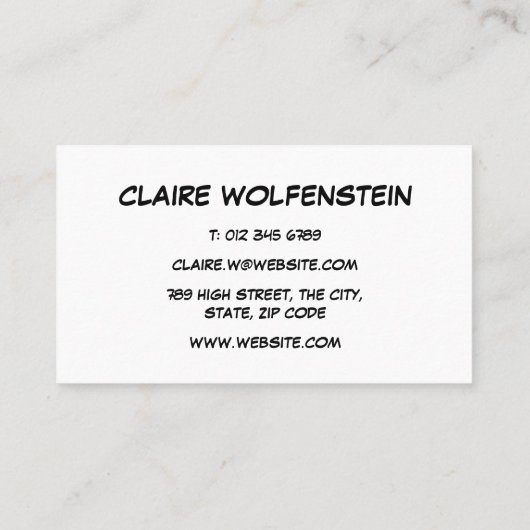 Praatwolk Pret Retro Stripboek Visitekaartje (Achterkant)