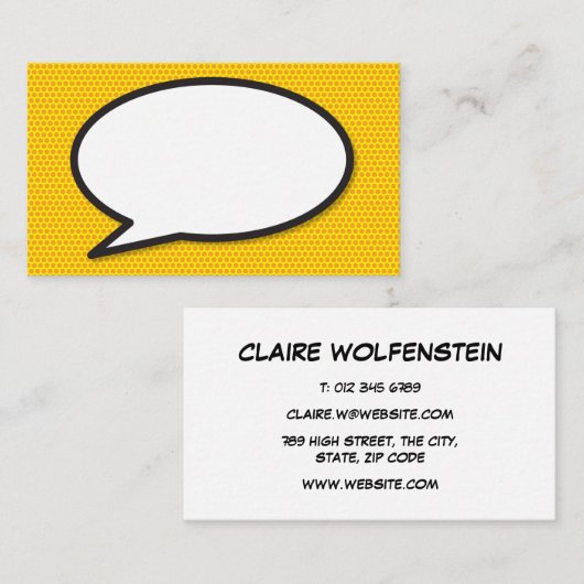 Praatwolk Pret Retro Stripboek Visitekaartje (Voorkant / Achterkant)