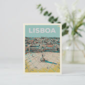 Praça do Comercio Illustratie, Lissabon Briefkaart (Staand voorkant)