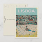 Praça do Comercio Illustratie, Lissabon Briefkaart (Voorkant / Achterkant)
