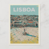 Praça do Comercio Illustratie, Lissabon Briefkaart (Voorkant)