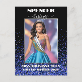 Pracht Autograaf Prentbrief Blauwe Glitter Promoka Briefkaart