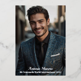 Pracht Autograafkaart Echt Folie Mannelijke Pracht Uitnodiging