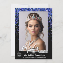 Pracht Autograafkaart Koninklijk Blauwe Glitter QR Kaart