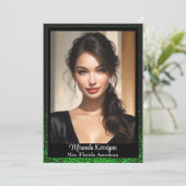 Pracht Autogramkaarten Groen Glitter Glans Kaart (Staand voorkant)