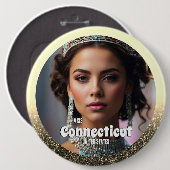 Pracht Button Pin - Zwart en Goud Glitter Glam (Voorkant /achterkant)