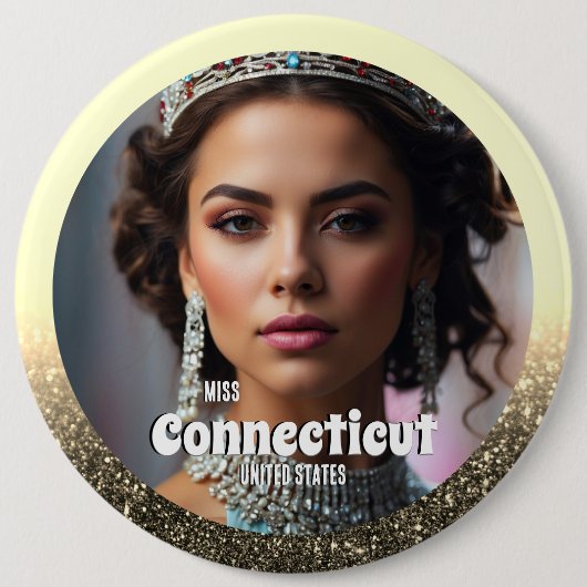 Pracht Button Pin - Zwart en Goud Glitter Glam (Voorkant)