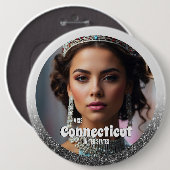 Pracht Button Pin - Zwart en Zilver Glitter Glam (Voorkant /achterkant)