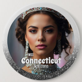 Pracht Button Pin - Zwart en Zilver Glitter Glam