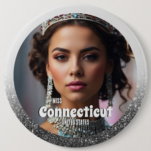 Pracht Button Pin - Zwart en Zilver Glitter Glam (Voorkant)