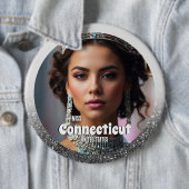 Pracht Button Pin - Zwart en Zilver Glitter Glam (In situ)