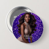 Pracht Button Speld Paarse Glitter Meisje Knoppen (Voorkant /achterkant)