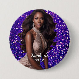 Pracht Button Speld Paarse Glitter Meisje Knoppen