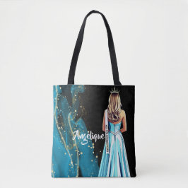 Pracht Tote Tas Blauw & Goud Glitter Pracht