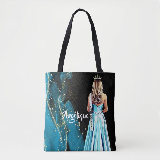 Pracht Tote Tas Blauw & Goud Glitter Pracht (Voorkant)