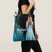 Pracht Tote Tas Blauw & Goud Glitter Pracht (Dichtbij)
