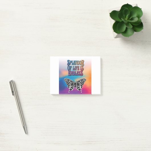 Pracht van het leven met vlinder post-it® notes (Kantoor)