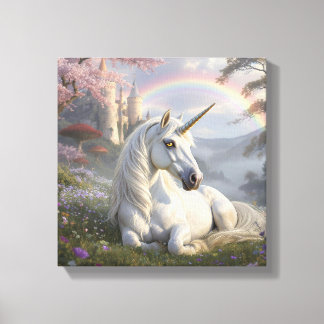 Prachtegeenhoorn, Kasteel en Regenboog  Canvas Afdruk