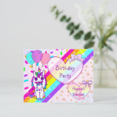 Prachtegehoorn met vlinder, regenboog, glitters briefkaart (Staand voorkant)