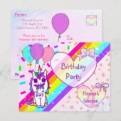 Prachtegehoorn met vlinder, regenboog, glitters briefkaart (Voorkant / Achterkant)