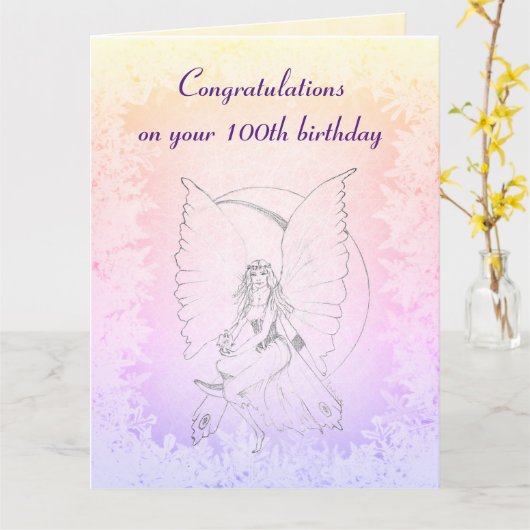 Prachtig 100ste verjaardag ontwerp kaart (Gele Bloem)