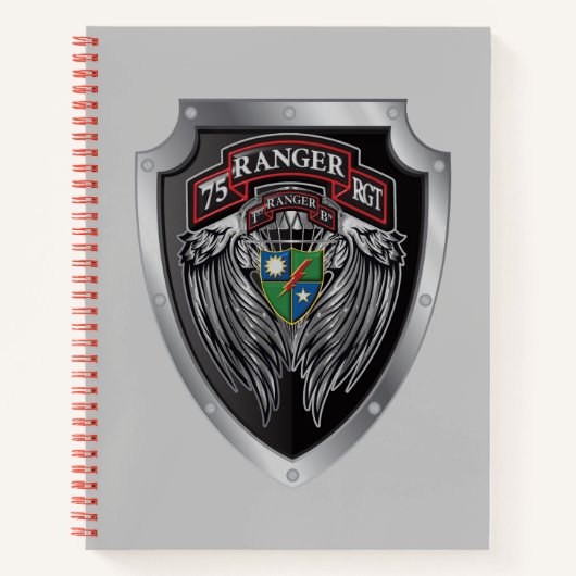 Prachtig 1e Bat 75e Ranger Regiment Scroll Notitieboek (Voorkant)