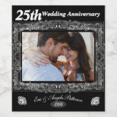 Prachtig 25th Wedding Jubileum Wine Label Wijn Etiket (Enkel label)