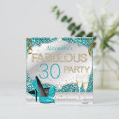 Prachtig 30 Teal Glitter Glamour Verjaardagsfeestj Kaart (Staand voorkant)