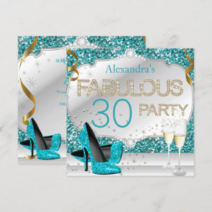 Prachtig 30 Turquoise Glitter Glamour Verjaardagsf Kaart