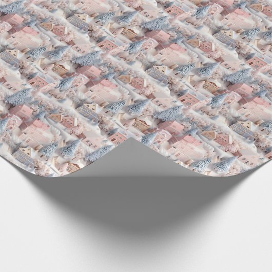 Prachtig 3D feestelijk kerstdorp Cadeaupapier (Hoek)