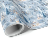 Prachtig 3D feestelijk kerstdorp Cadeaupapier (Rol Hoek)