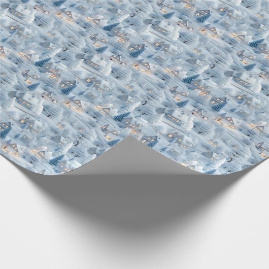 Prachtig 3D feestelijk kerstdorp Cadeaupapier (Hoek)