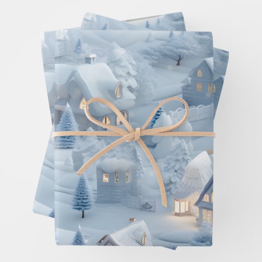 Prachtig 3D feestelijk kerstdorp Inpakpapier Vel (In situ)