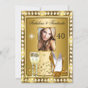 Prachtig 40 Foto Goud Glam Hollywood Verjaardag 4 Kaart